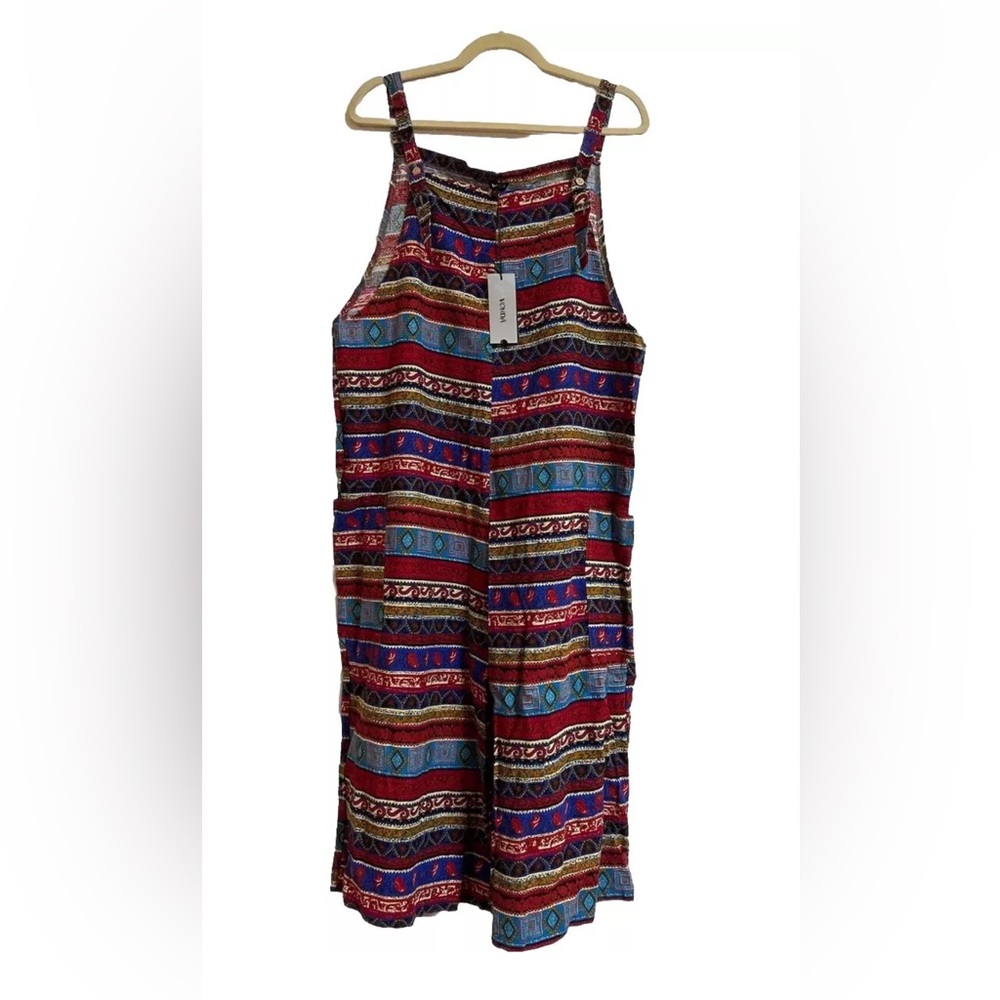 Bohemian NWT Vonda 100% Cotton Overall Jumper Wide Leg OS Hippie Granola Girl